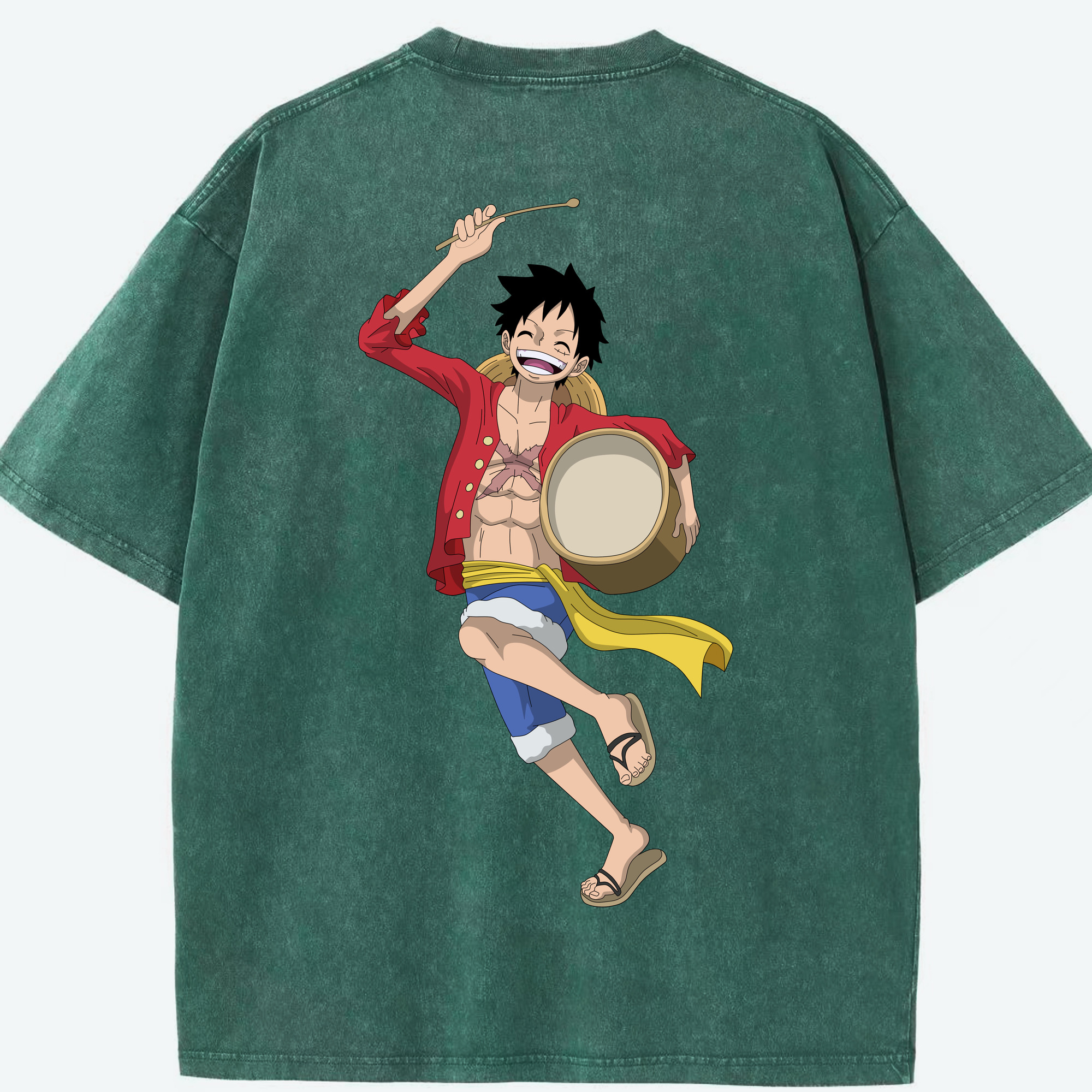 ワンピース モンキー・D・ルフィ ONE PIECE Monkey D. Luffy 綿100% ヴィンテージ風 半袖Tシャツ（背面プリント）